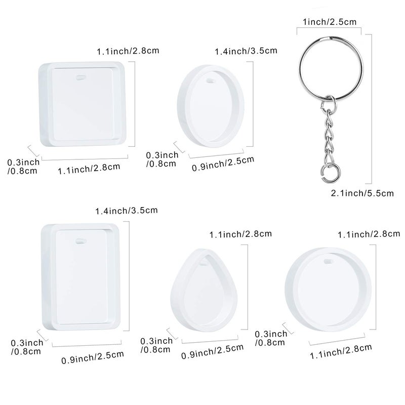QUEENTI Silicone Resin Molds, 20 Pcs Silicone Molds for Resin Jewelry Casting Molds with Keychain Rings for DIY Craft Jewelry Making - Image 2